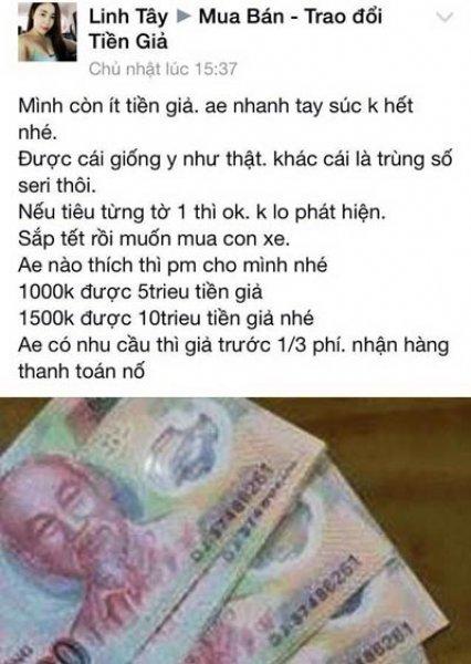 Ngang nhiên rao bán tiền giả trên mạng 